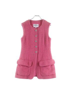 Chanel Sleeveless Tweed Dress Pink